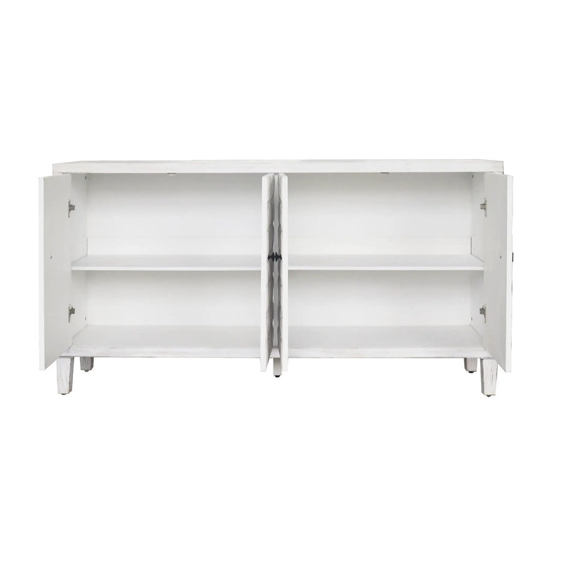 Accent Cabinet 4 Door Wooden Cabinet Sideboard Buffet Server Cabinet Storage Cabinet, For Living Room, Entryway, Hallway, Office, Kitchen And Dining Room - White Wash by HouseOfZazla