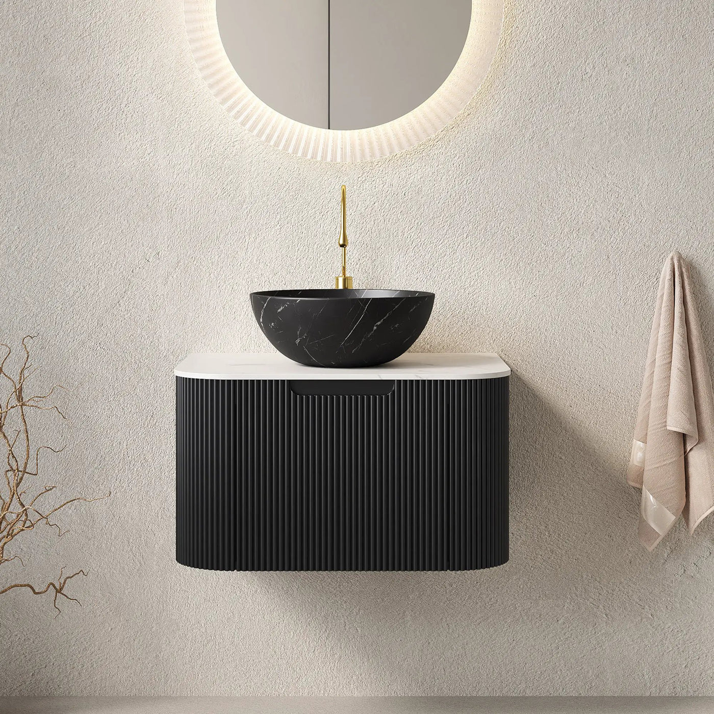 DINA 24" Bathroom Vanity & Sink with Floating Curved Edges by HouseOfZazla