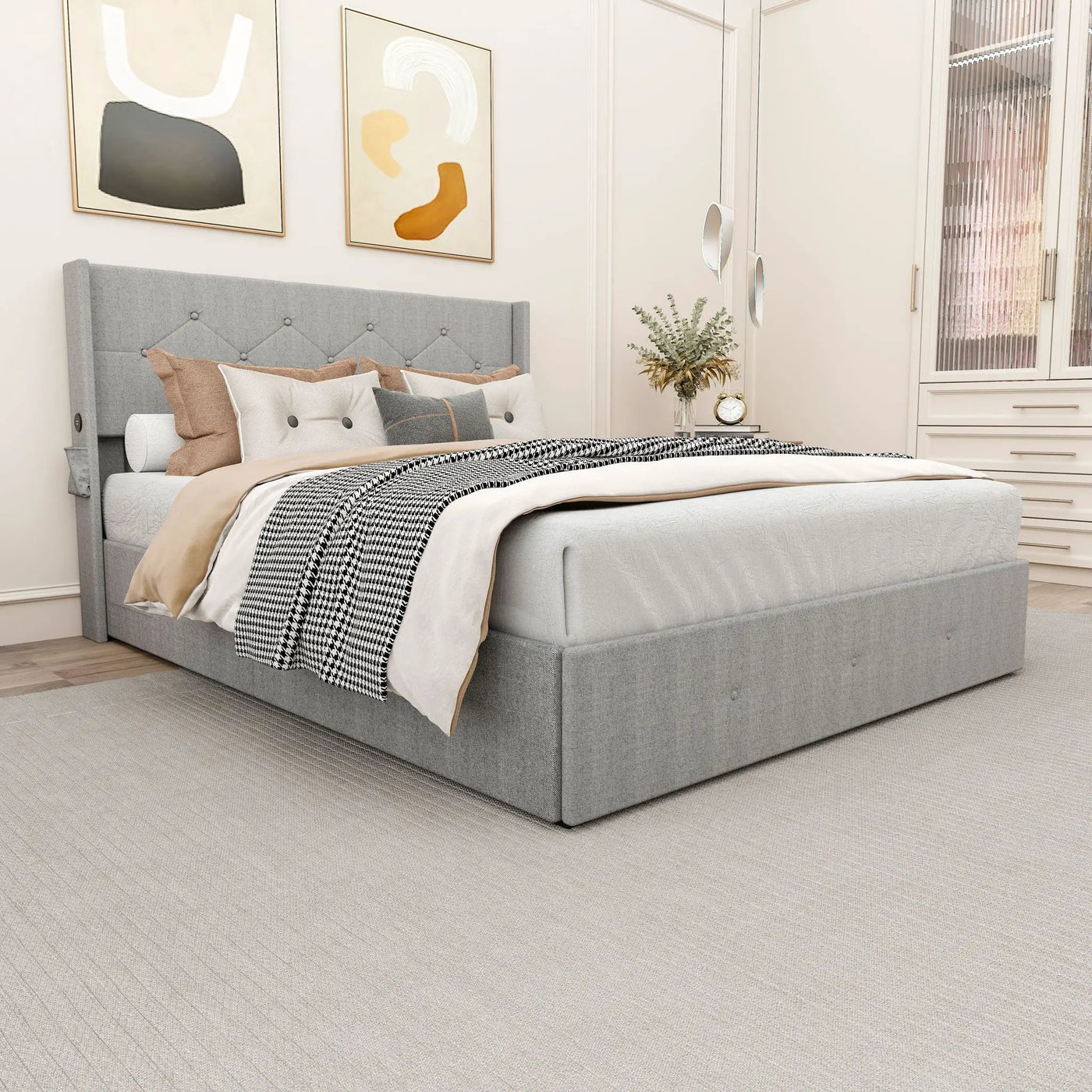 Bed With Gas Lift Storage, USB Ports by Unique Piece Furniture