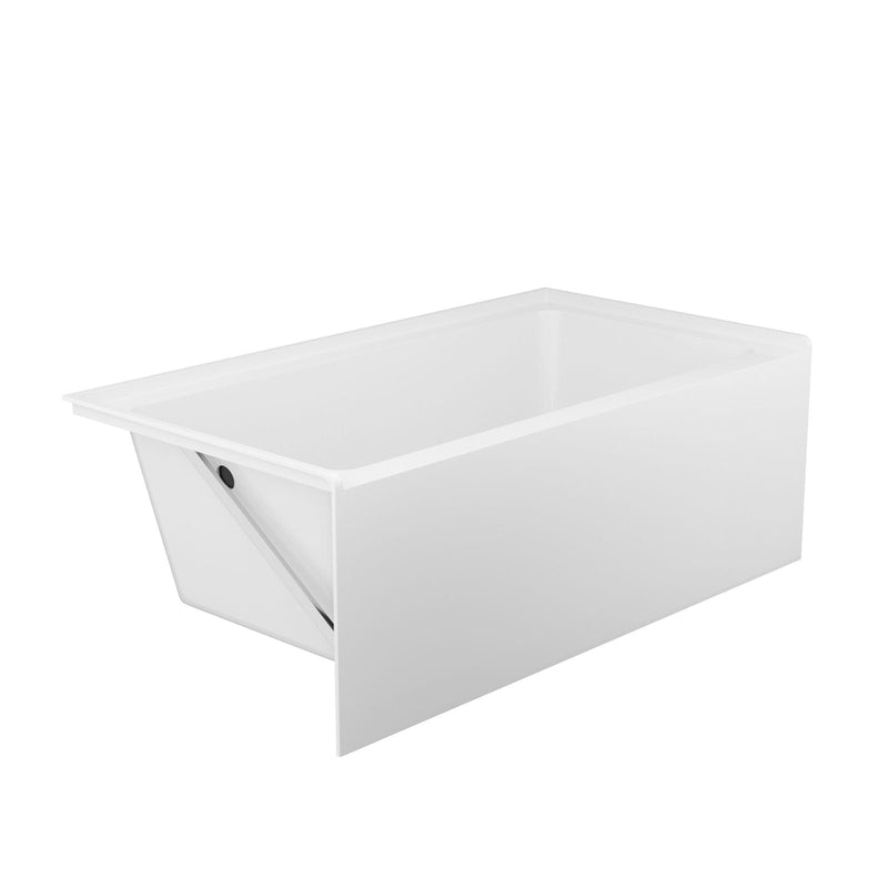 Alcove Soaking Bathtub With Skirt - Back-To-Wall Design, Compact - Glossy White by HouseOfZazla