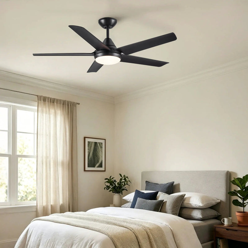 Ceiling Fan With Lights And Remote Control, Reversible DC Motor, 6 Speeds, 3 Cct Dimmable LED, Quiet Timer For Indoor - Black by Unique Piece Furniture