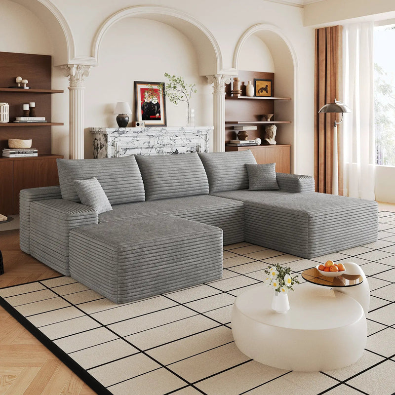 107" Cloud Sectional Sofa with 1 Ottoman by HouseOfZazla