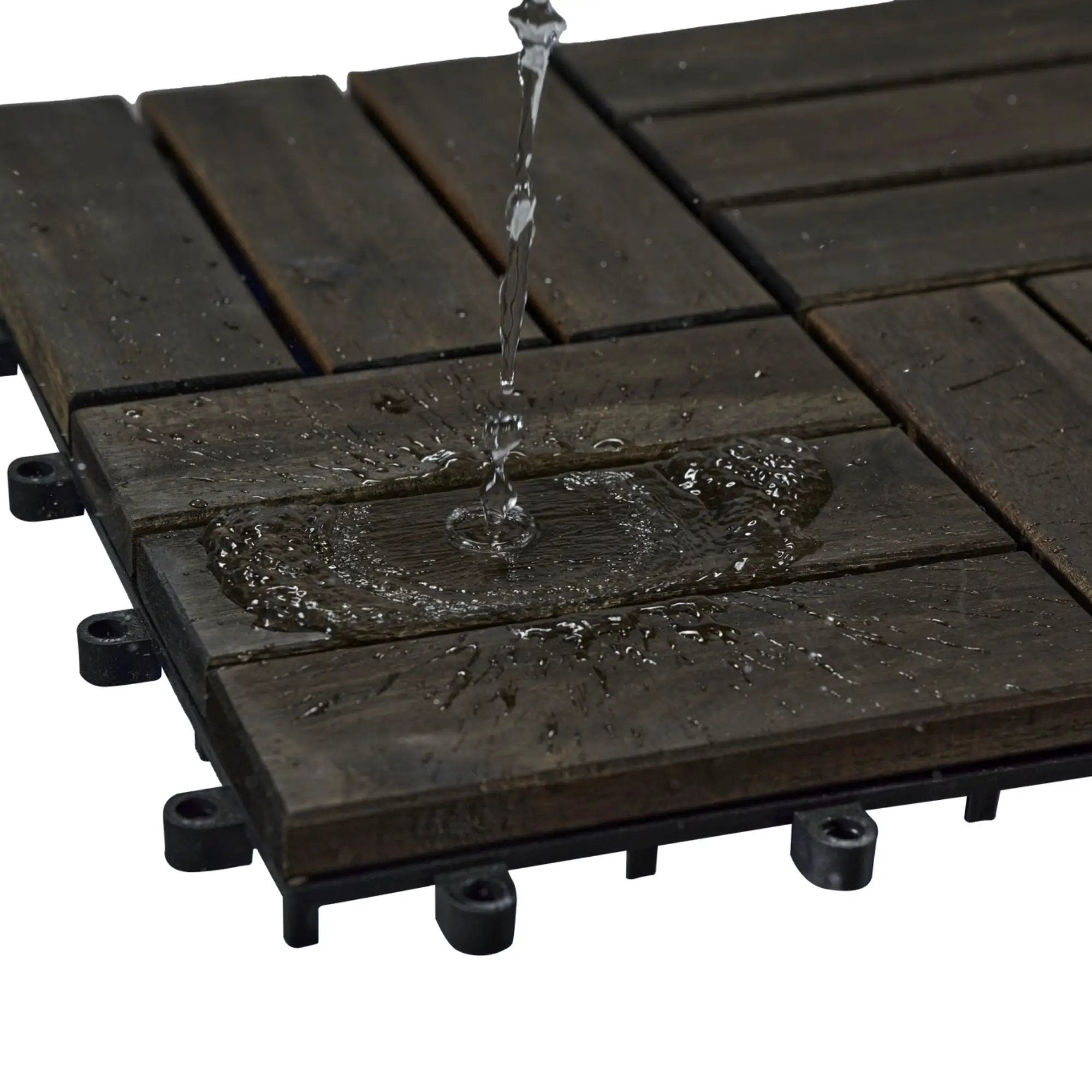 Acacia Wood Interlocking Deck Tiles Checker Pattern For Outdoor Flooring by HouseOfZazla