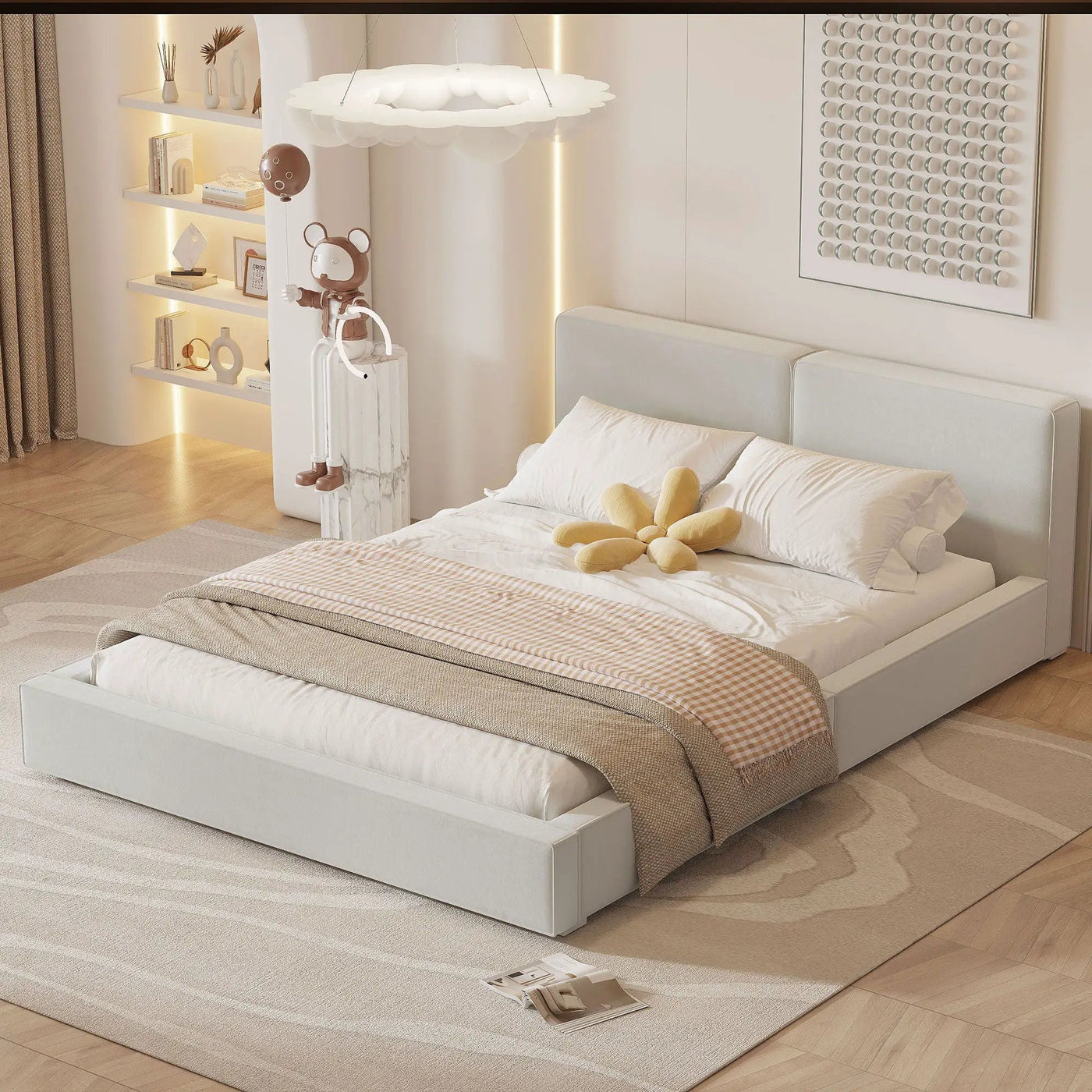 Upholstered Platform Bed, Grounded Bed With Solid Frame by Unique Piece Furniture