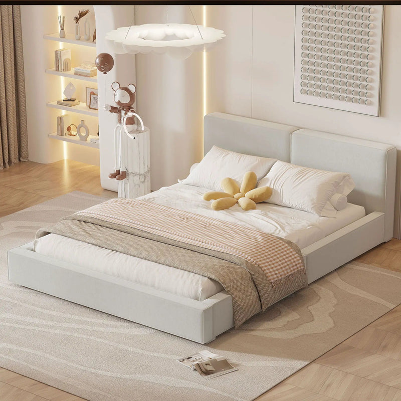 Upholstered Platform Bed, Grounded Bed With Solid Frame by Unique Piece Furniture