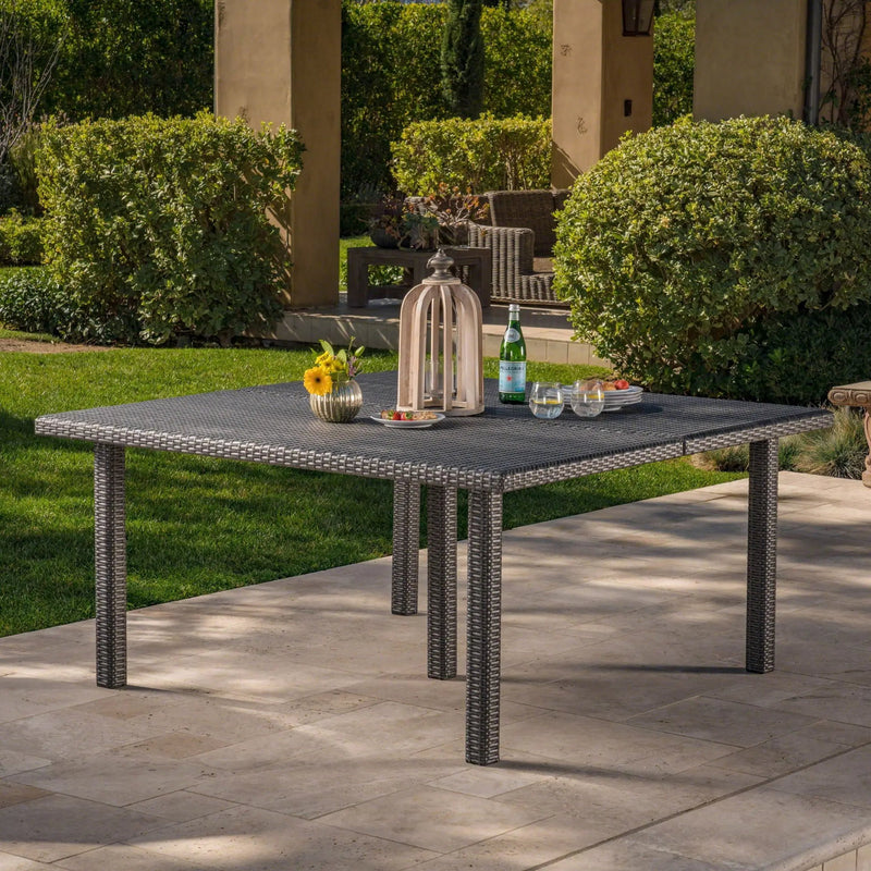 Outdoor Square Rattan Wicker Dining Table - Gray by HouseOfZazla