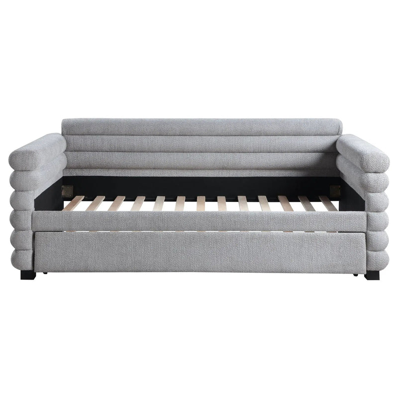 Patricia Boucle Upholstered Twin Day Bed with Trundle Grey by Unique Piece Furniture