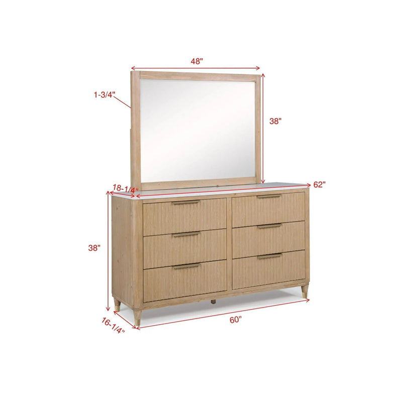 6 Drawers Dresser With Accented Hardware - Natural Wood by HouseOfZazla