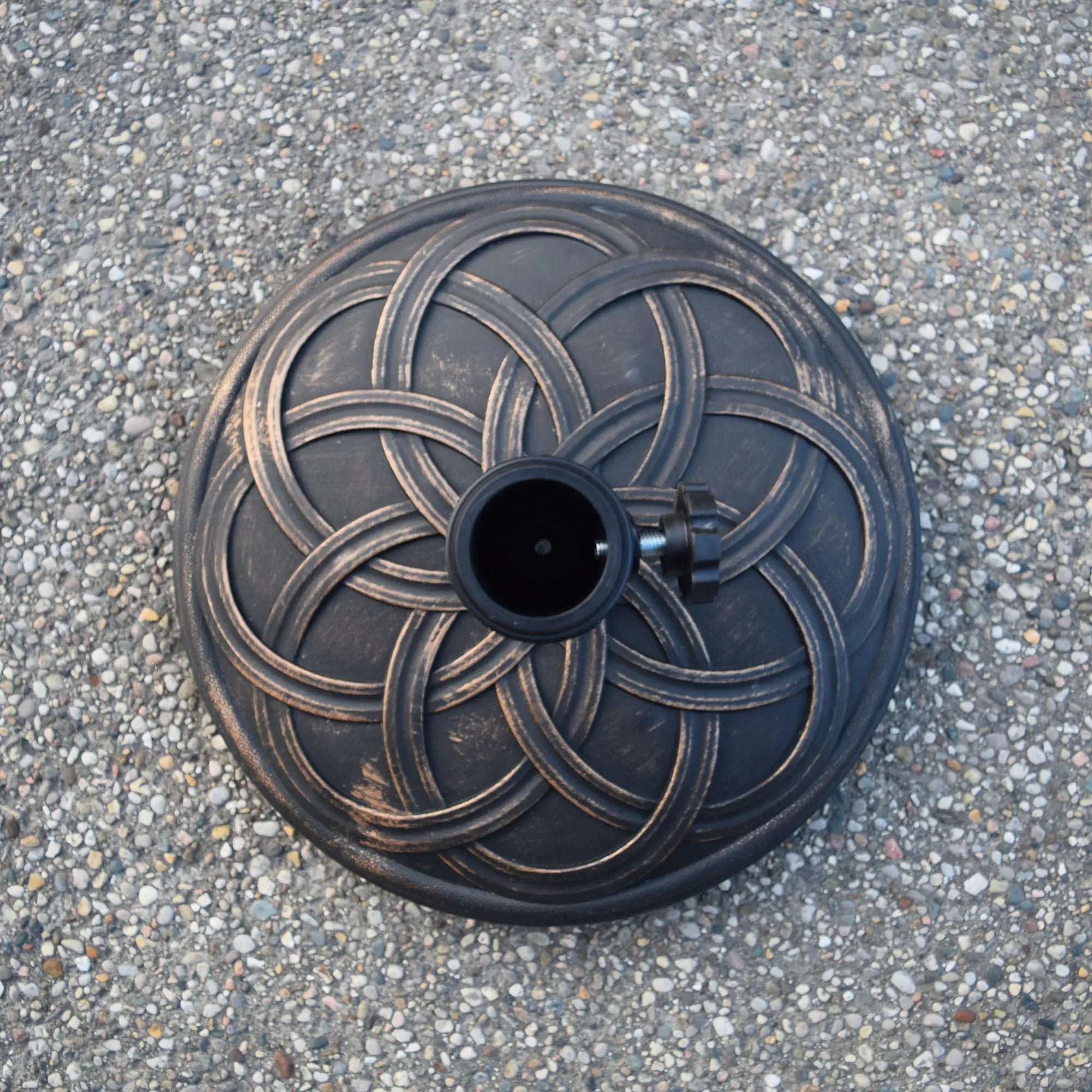 Antique Bronze 33 lbs Round Concrete Umbrella Stand Base Weight by Sharicks