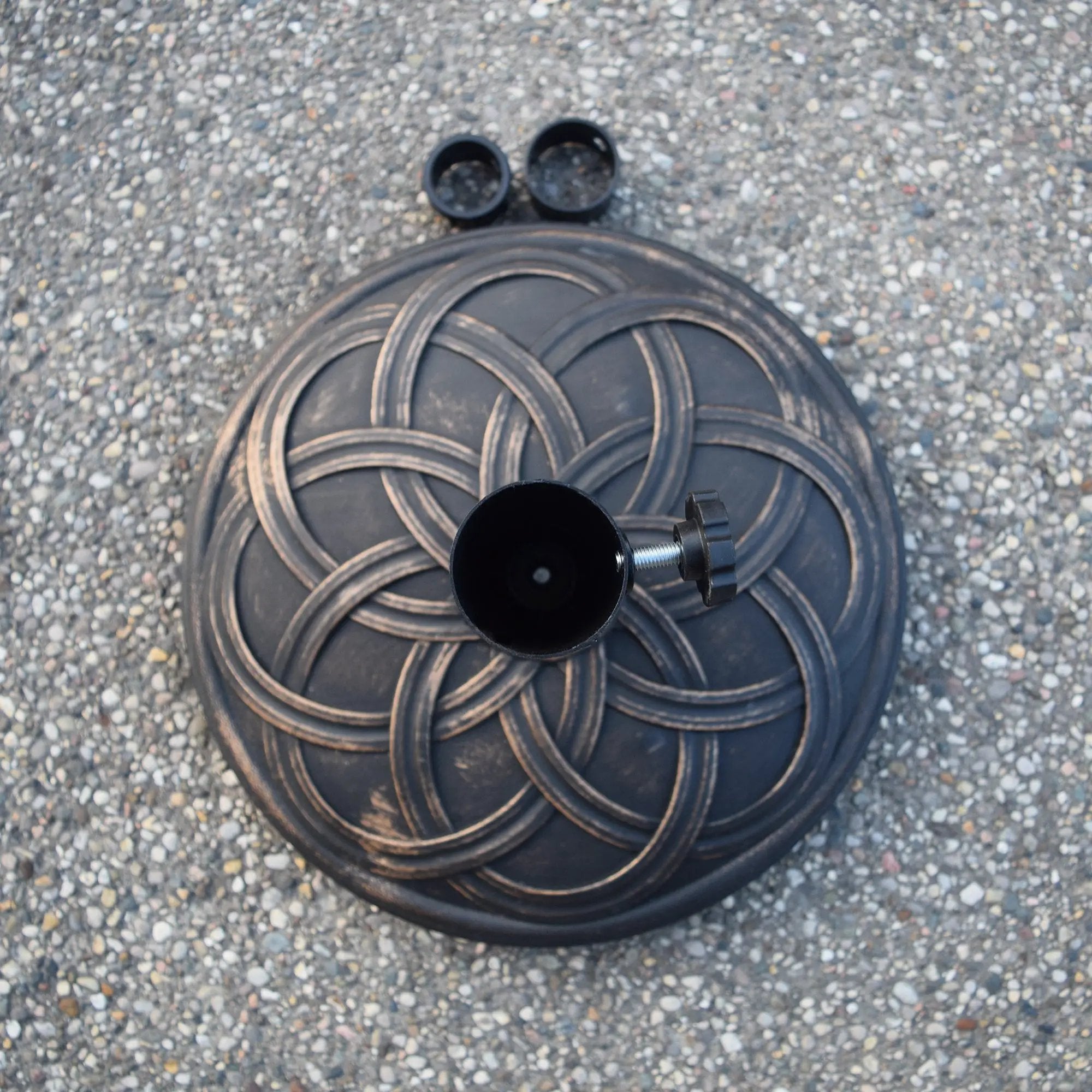 Antique Bronze 33 lbs Round Concrete Umbrella Stand Base Weight by Sharicks