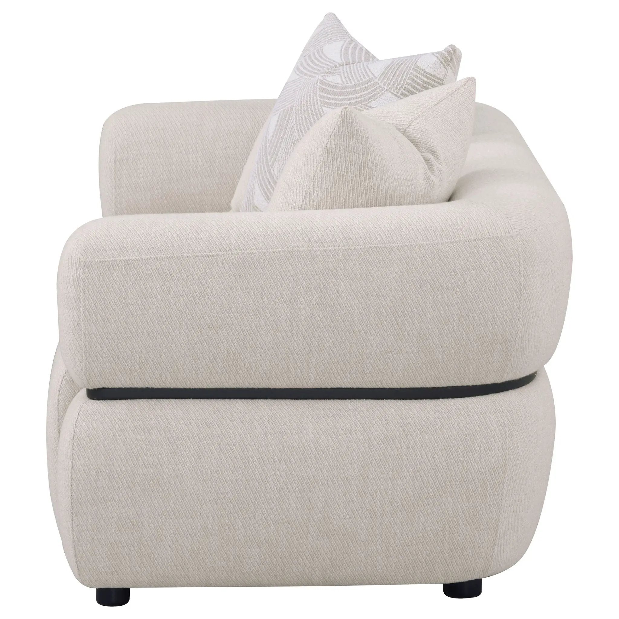Jeanette 73-inch Fabric Upholstered Round Arm Loveseat Beige by Unique Piece Furniture