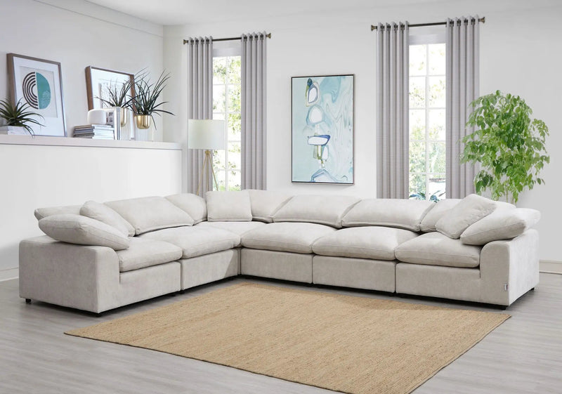 Naveen - 6 Piece Modular Sectional - Ivory by Unique Piece Furniture