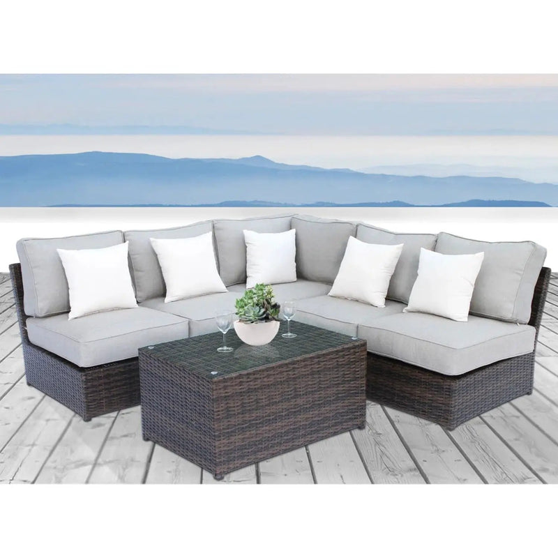 Modular 4 Person Outdoor Seating Group With Cushions - Espresso by HouseOfZazla