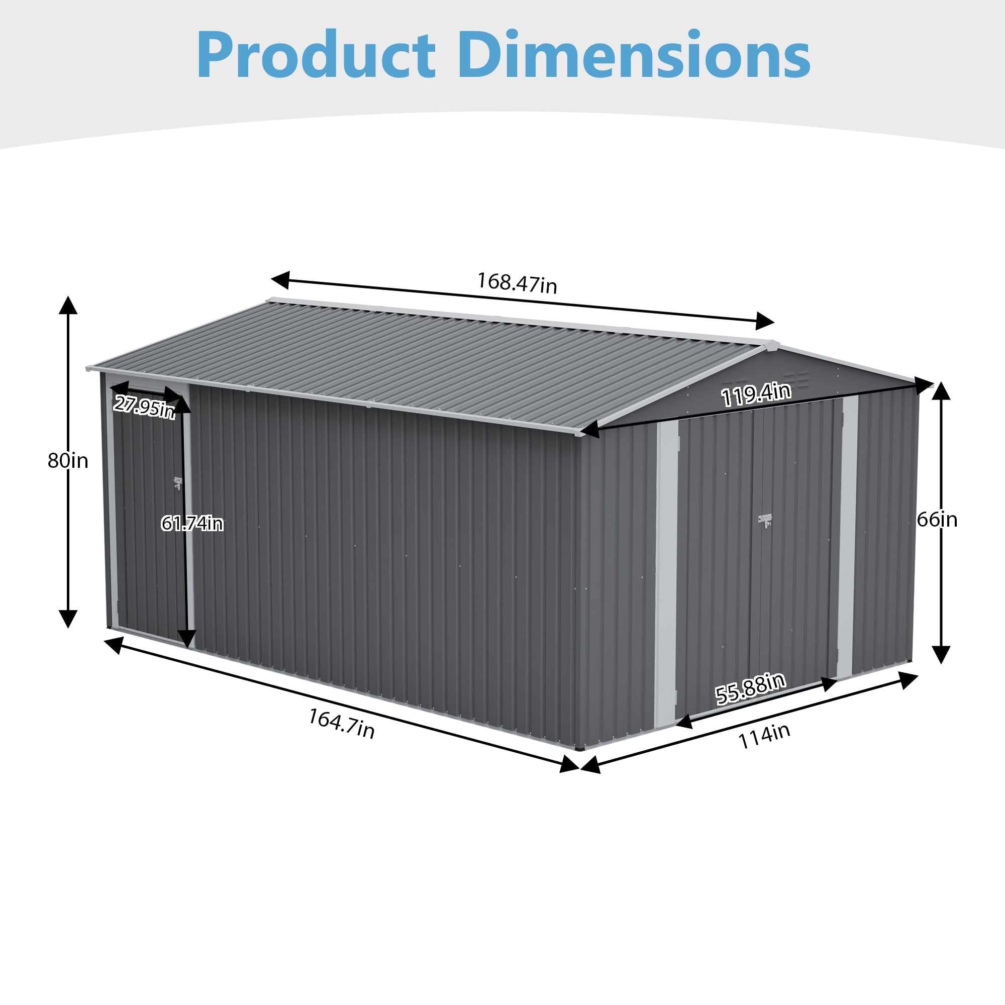 10x14 Ft Outdoor Metal Storage Shed by HouseOfZazla