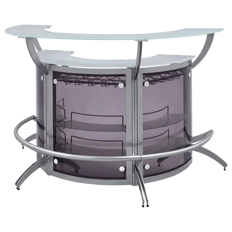 Dallas 3-piece Curved Freestanding Home Bar Cabinet Silver by Unique Piece Furniture