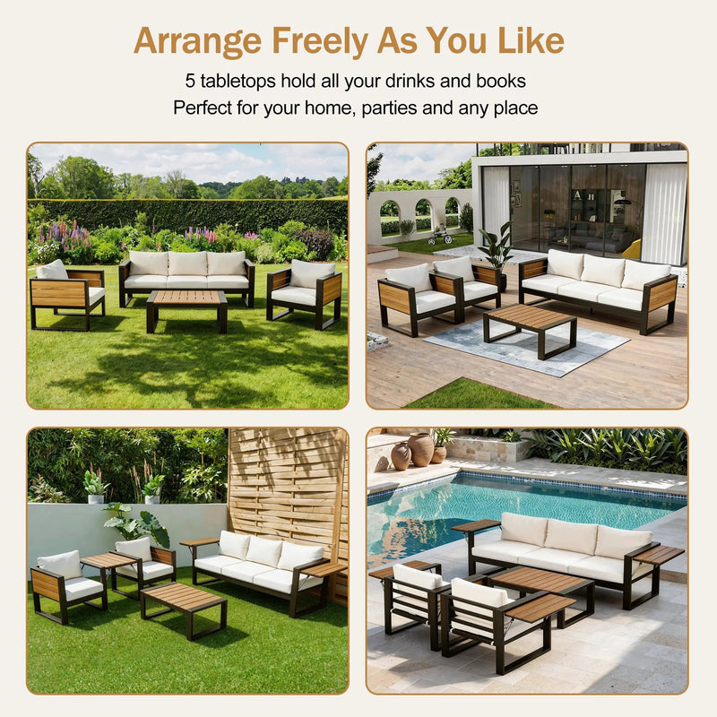 Aluminum Frame Large 4-Piece Outdoor Patio Furniture Set for 5 Person by HouseOfZazla