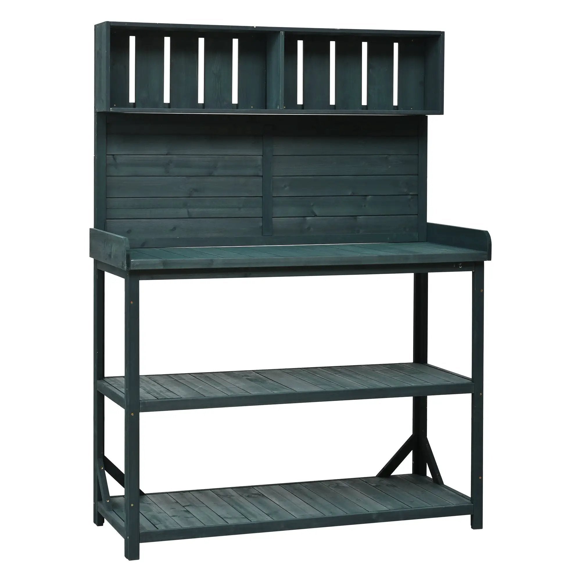 TOPMAX 65" Large Wooden Farmhouse Rustic Outdoor Potting Bench Table by HouseOfZazla