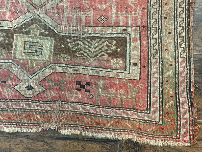 Antique Turkish Melas Rug 3x5, Geometric Carpet, 1920s Wool Rug, Bohemian Rug, Low Pile Rug, Tribal Rug by Jewel Rugs