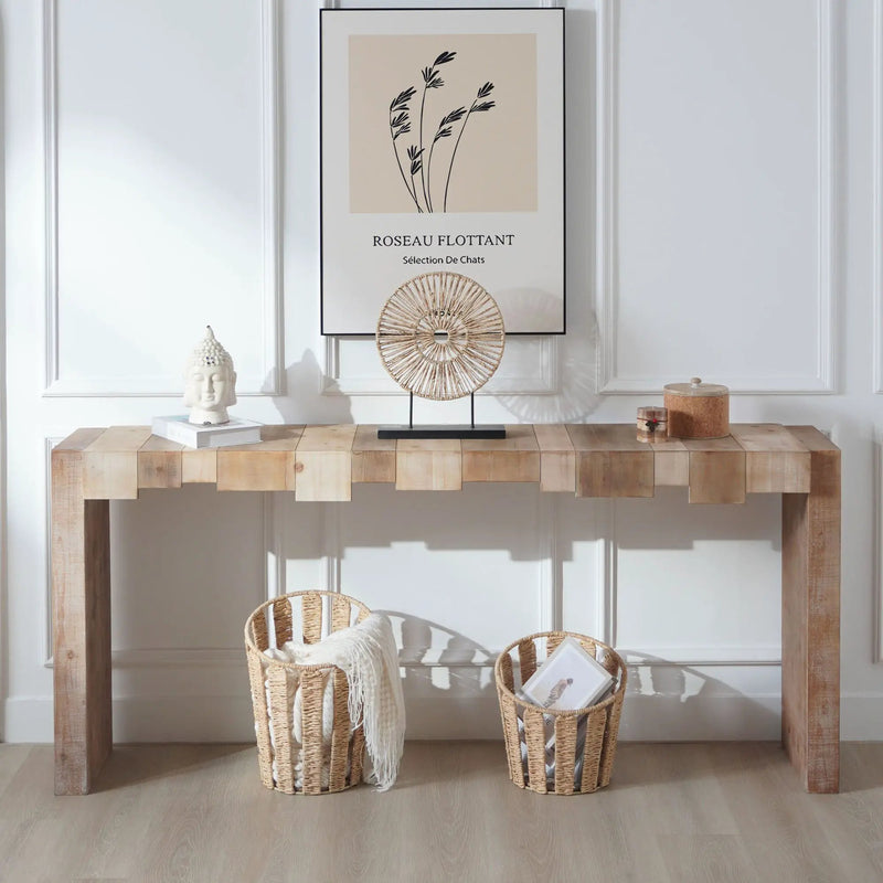 Modern Rustic Table With Sculpted Block Design by Unique Piece Furniture