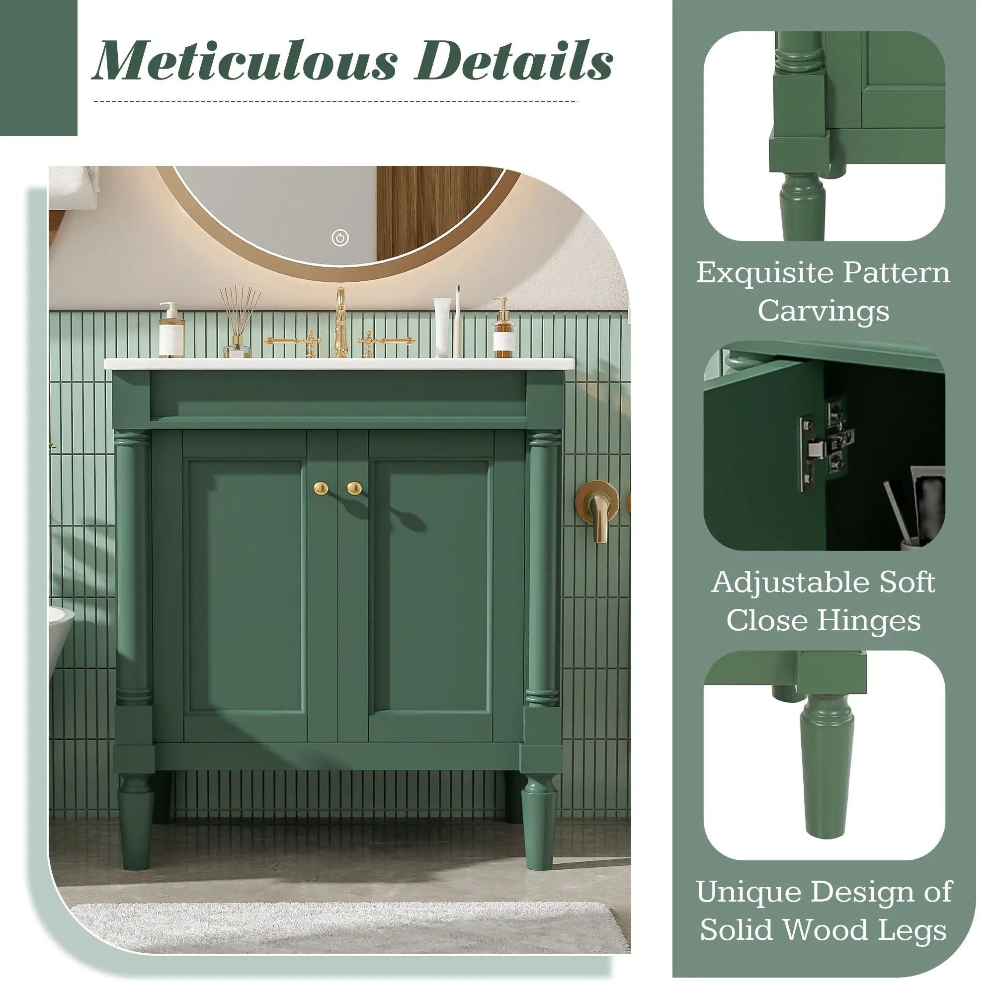 Bathroom Vanity Cabinet With Sink, Soft Close Doors, Storage Cabinet by Unique Piece Furniture