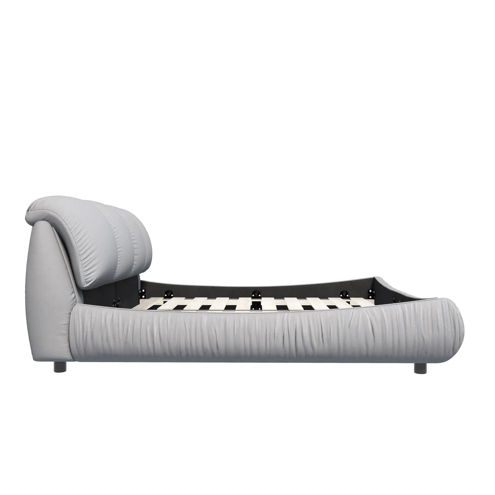 Luxury Upholstered Platform Bed With Oversized Padded Backrest And Solid Wood Frame by HouseOfZazla