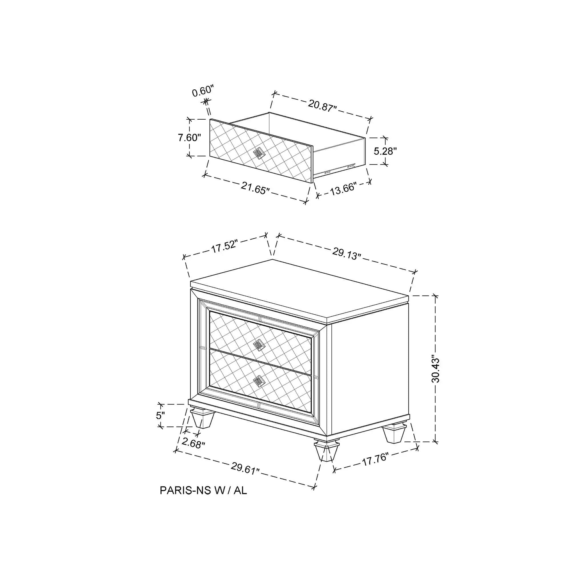 Cross - Glam Nightstand - Champagne