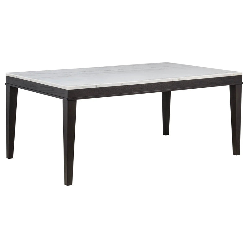 Averill 72-inch Rectangular White Marble Top Dining Table Coffee Bean by Unique Piece Furniture