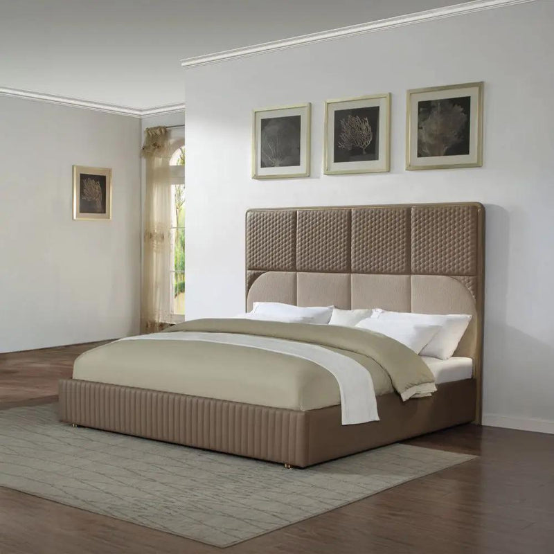 Marcelino - Eastern King Bed - Brown & Beige by Unique Piece Furniture