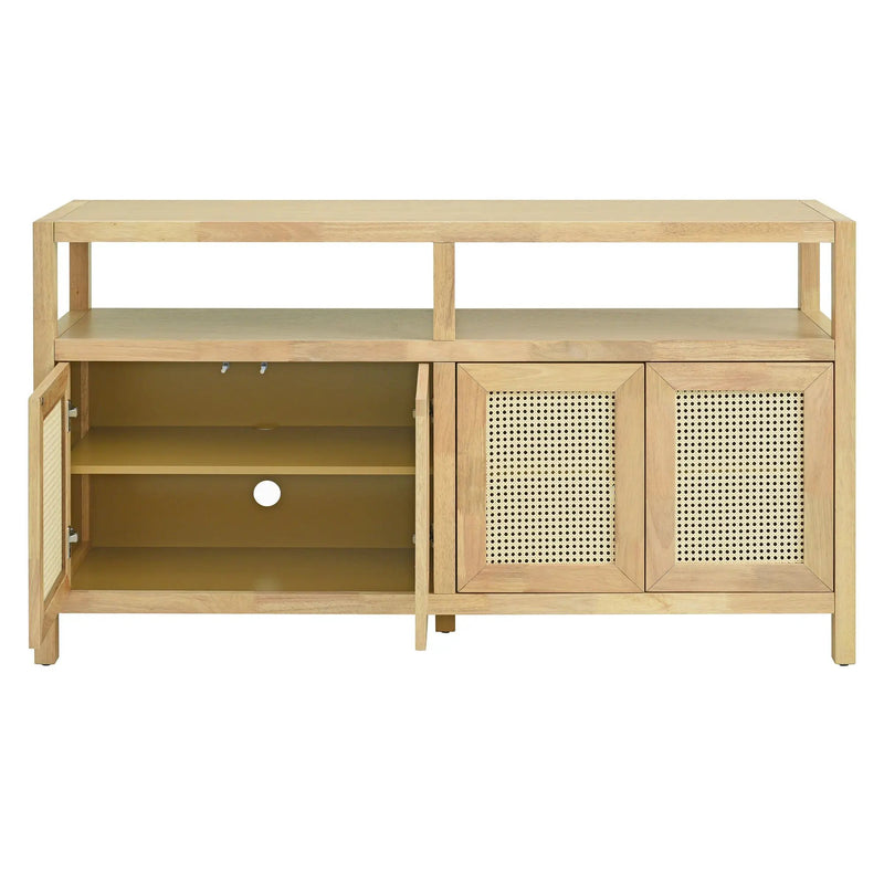 Bohemian Style Rattan Buffet Storage Cabinet with Solid Wood Frame by HouseOfZazla
