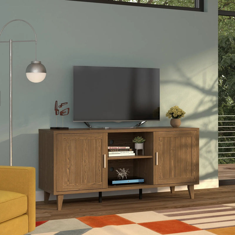 Modern 60 Inch TV Stand in Classic Walnut Finish by HouseOfZazla