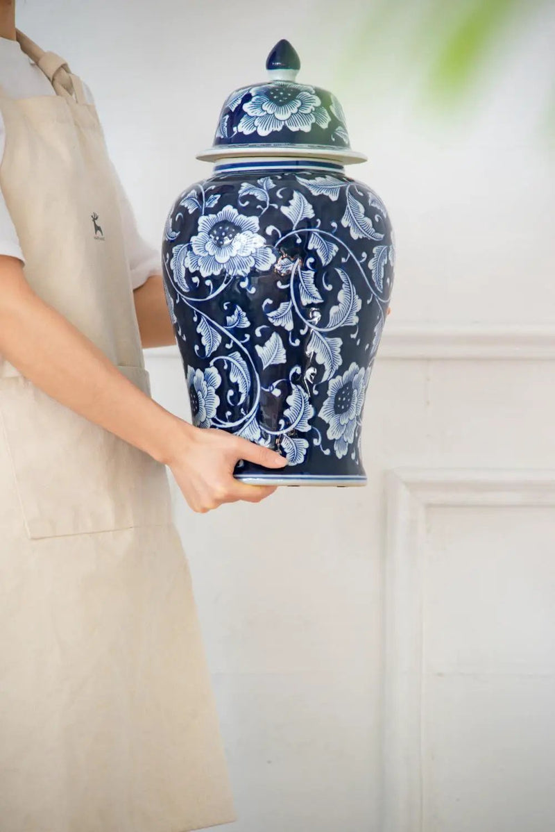 9.5x9.5x18" Porcelain Decorative Ginger Jar by HouseOfZazla