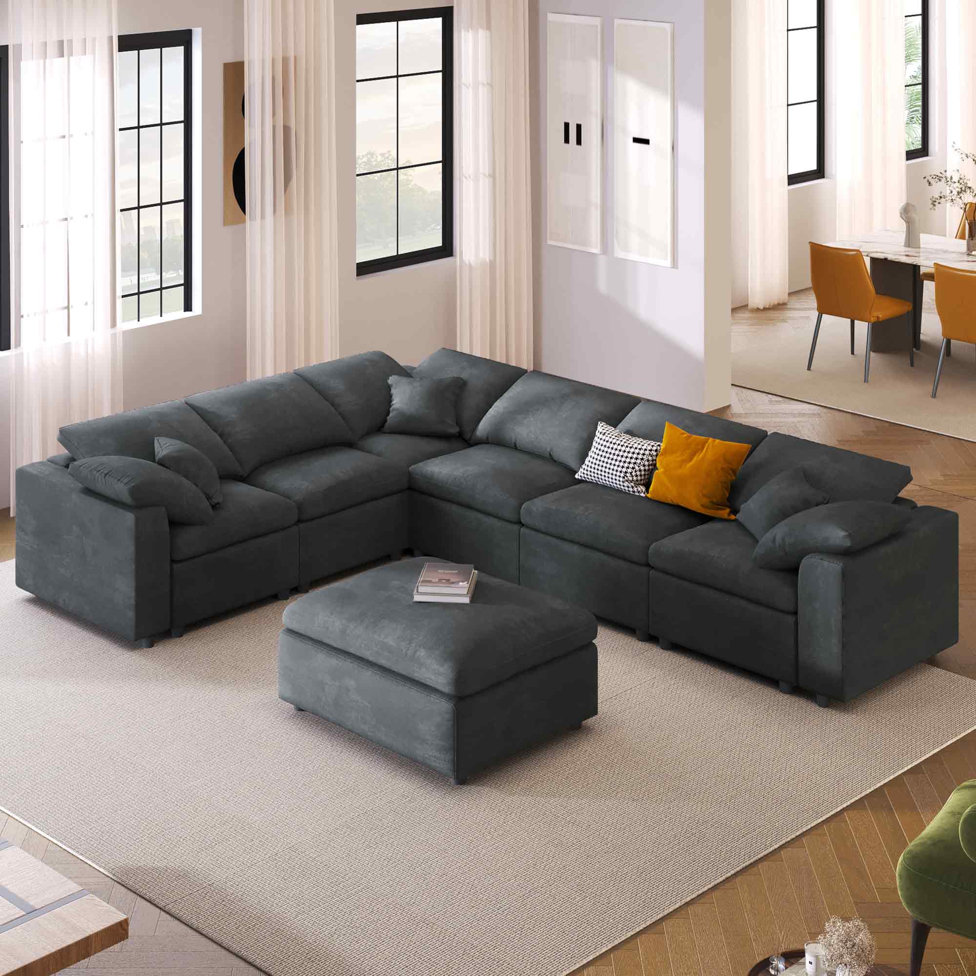 U_Style 120.8" Extra Large Modular Sectional Sofa by HouseOfZazla