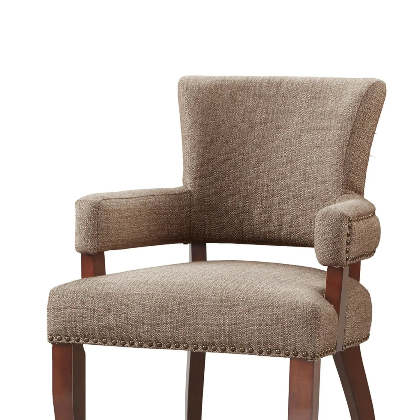 Elegant Arm Dining Chair With Brass Nail Head Detailing by Unique Piece Furniture