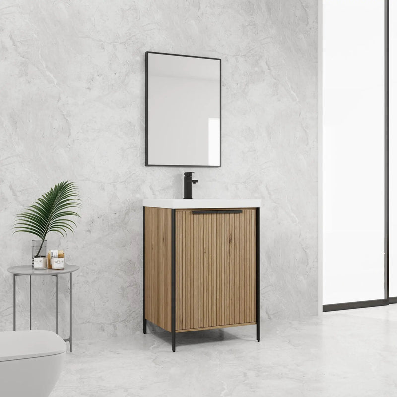 Modern Freestanding Bathroom Vanity With Resin Sink & Soft Close Cabinet Doors by Unique Piece Furniture