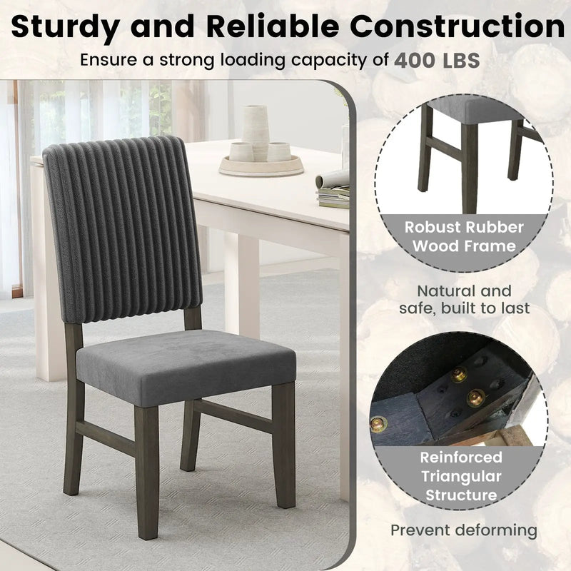 Dining Chair Set of 2 Mid-Century Modern Velvet Fabric Upholstered Chairs-Grey by DirectDeals