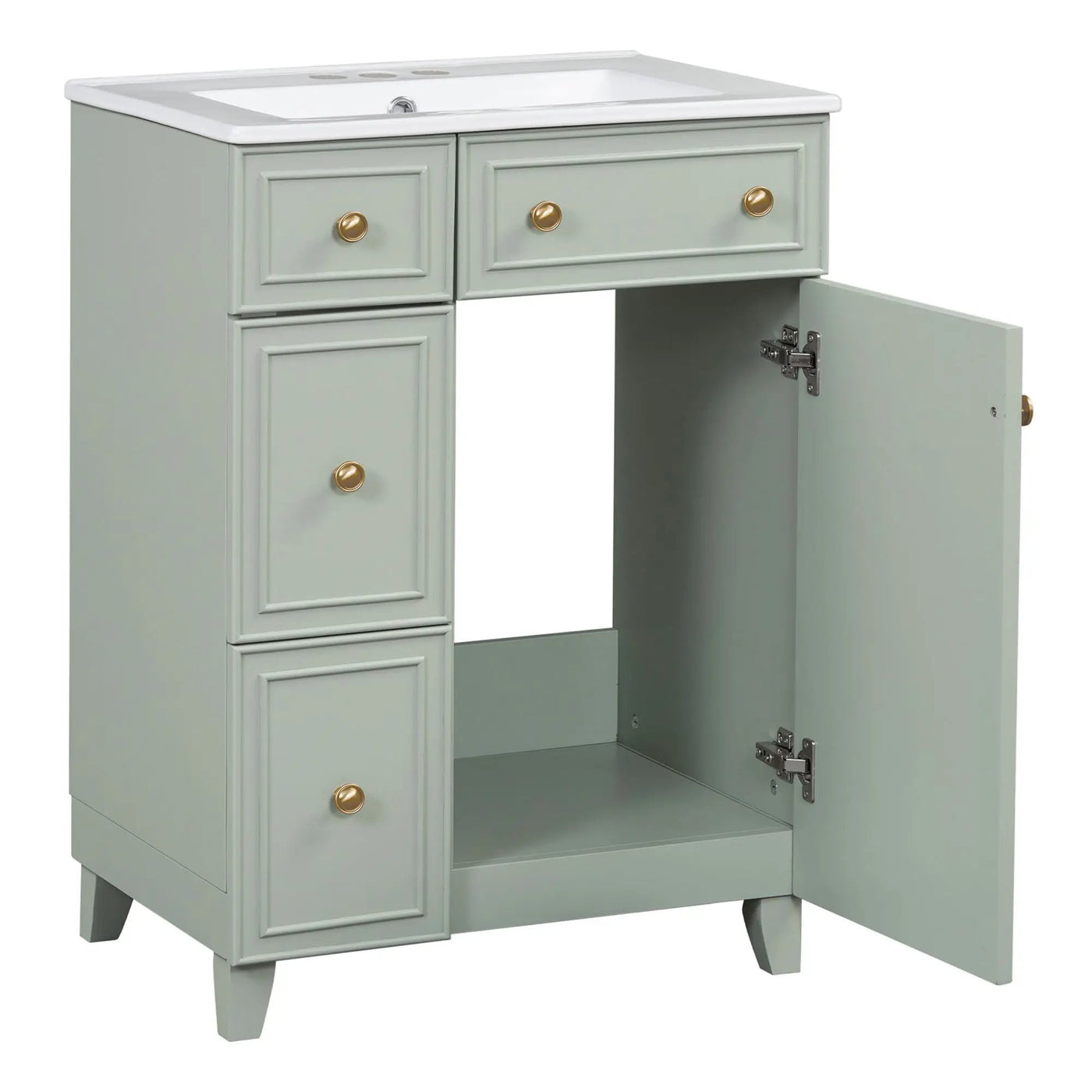 Transitional Style Bathroom Vanity Cabinet With Ceramic Sink by HouseOfZazla
