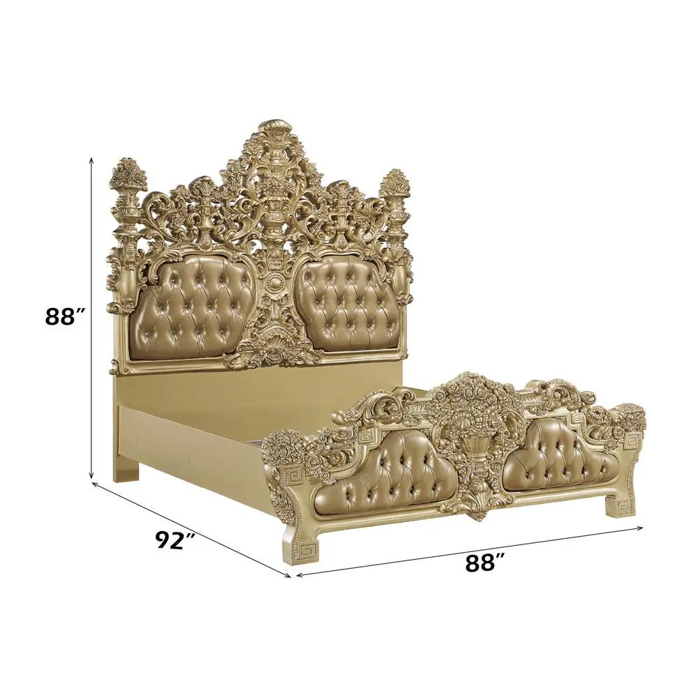 Seville - Eastern King Bed - Synthetic Leather & Gold by Unique Piece Furniture