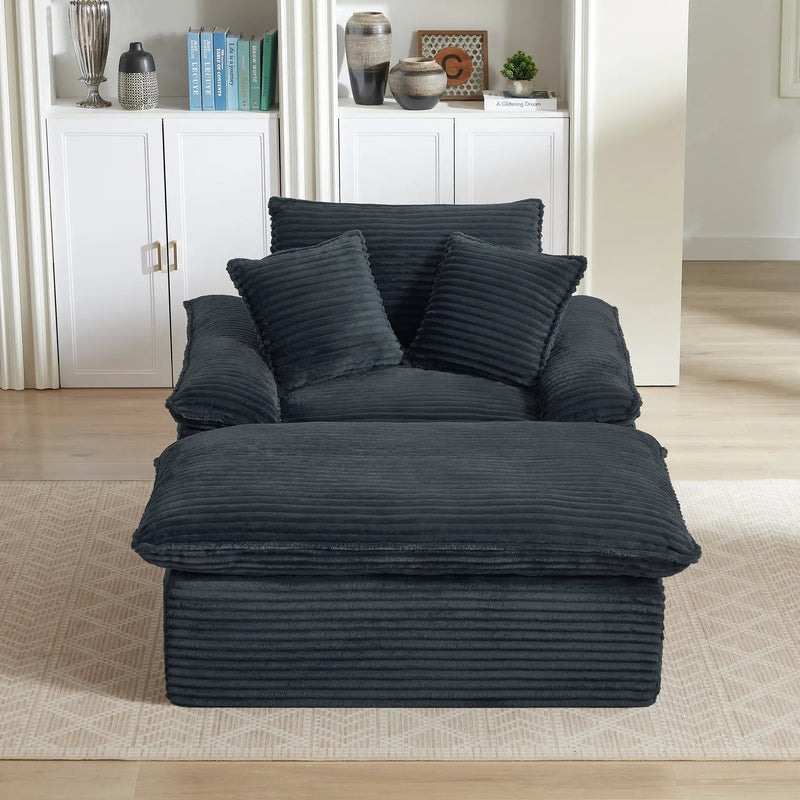 51.97 Inch Comfortable Single Seat Sofa with Unique Footrest Design by HouseOfZazla