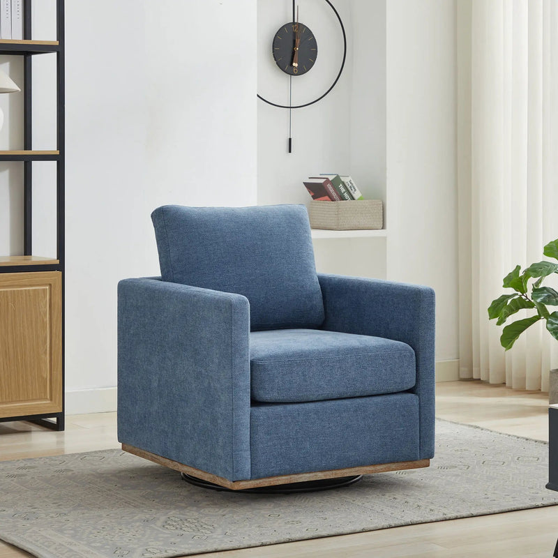 Modern Square Upholstered Swivel Accent Chair with Metal Base by HouseOfZazla