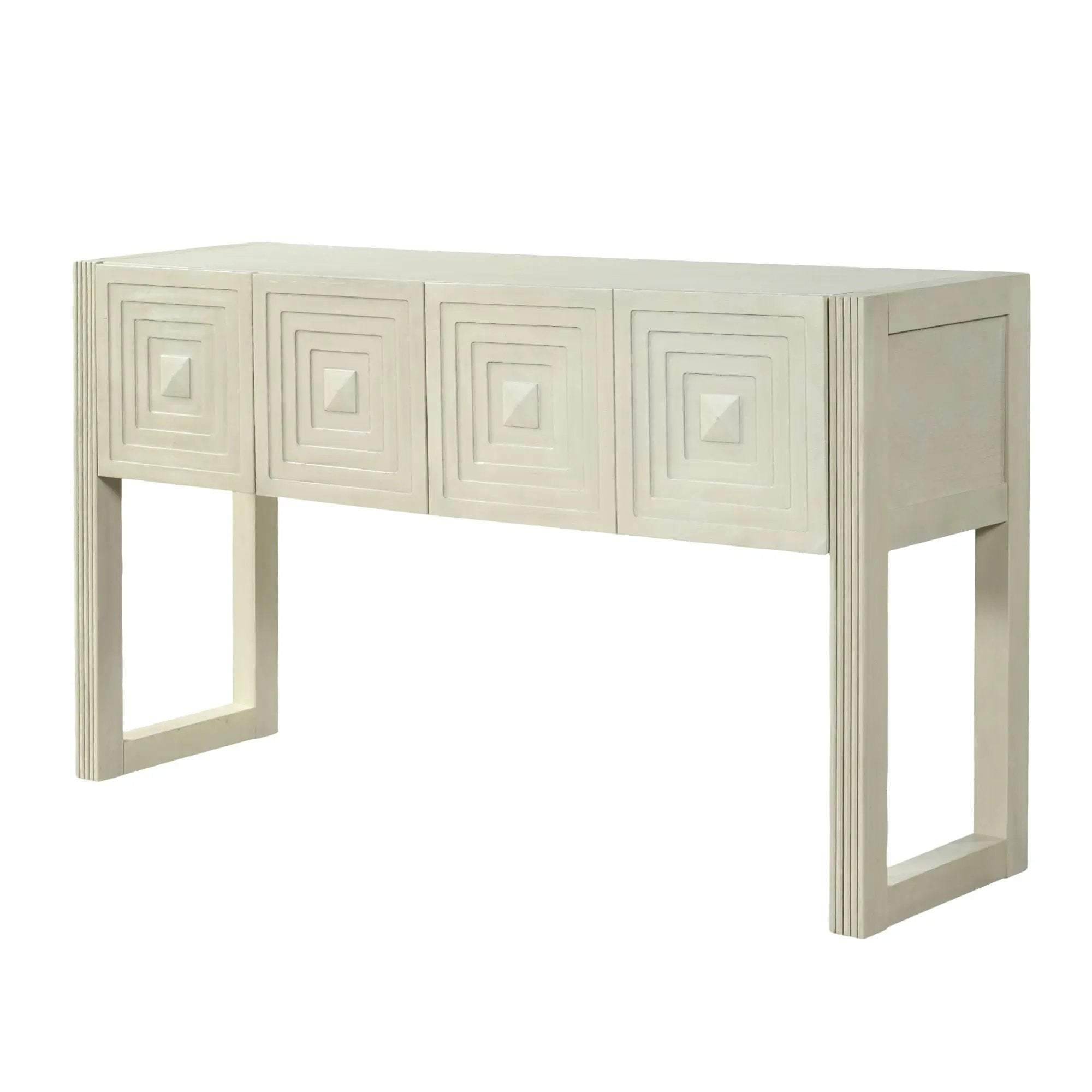 Geometric Carved Console Table With 3 Soft Close Drawers by HouseOfZazla