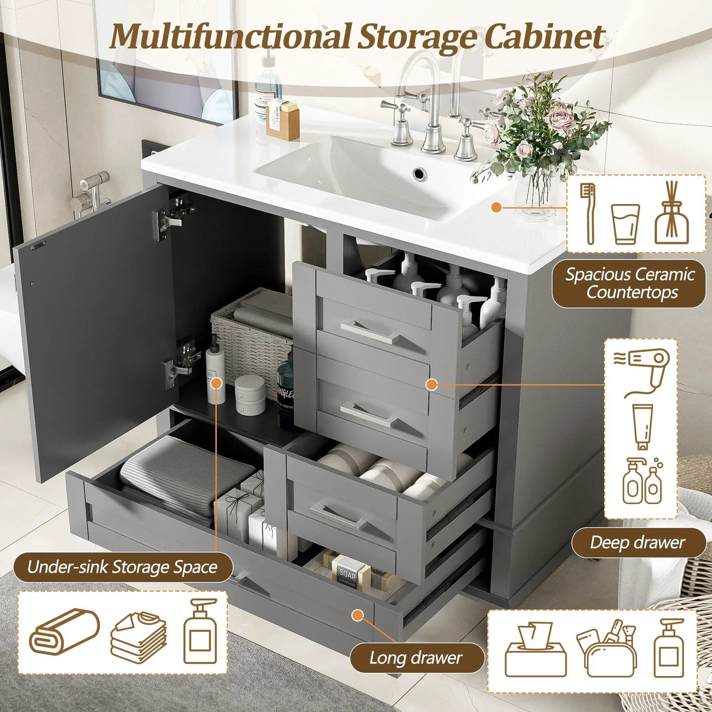 Traditional Bathroom Vanity Set With Soft Close Doors by Unique Piece Furniture