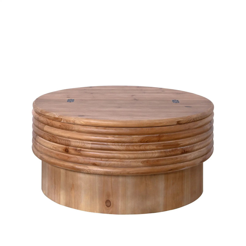 Round Wooden Coffee Table With Hidden Storage, Modern Rustic Centerpiece For Living Room - Multi / Natural / Rustic by Unique Piece Furniture