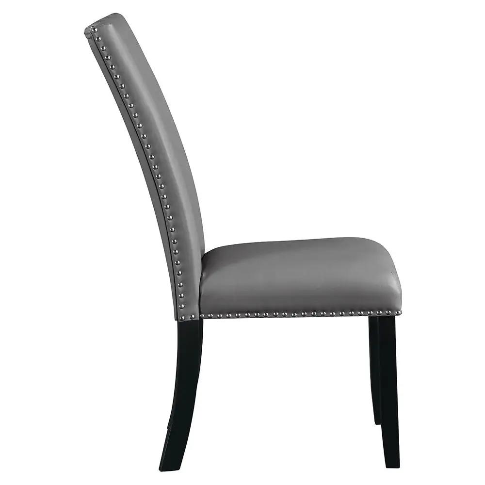 Caralin - Side Chair (Set of 2) - Gray Synthetic Leather & Black by Unique Piece Furniture