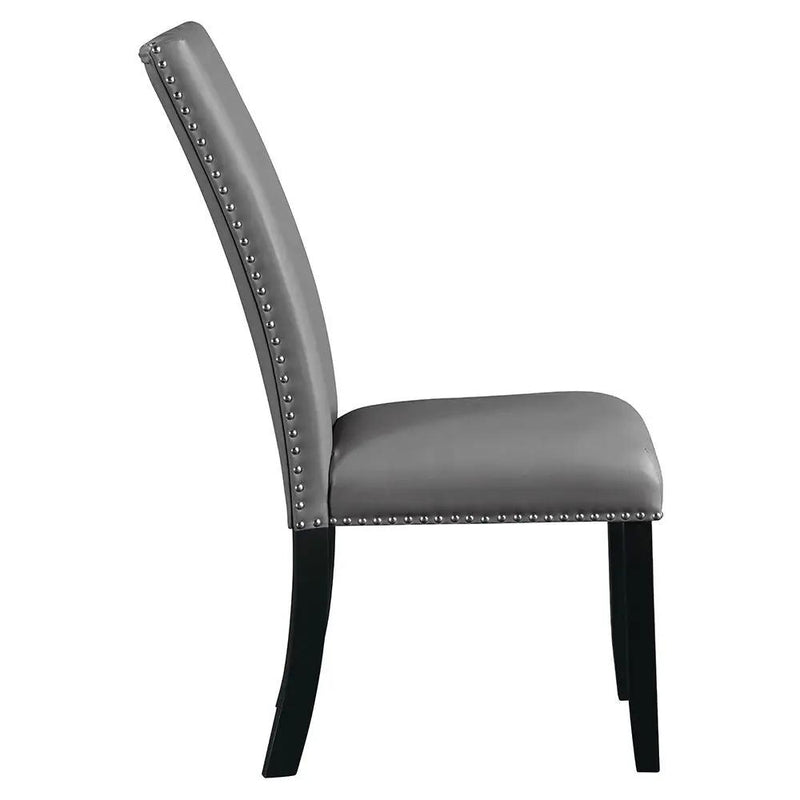 Caralin - Side Chair (Set of 2) - Gray Synthetic Leather & Black by Unique Piece Furniture