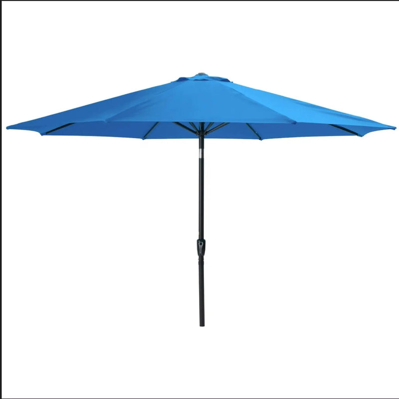 Solar LED Patio Umbrella With Crank Lift And Tilt, 8 Ribs, UV Resistant Canopy For Pool, Backyard & Patio (Without Base) - Blue by HouseOfZazla