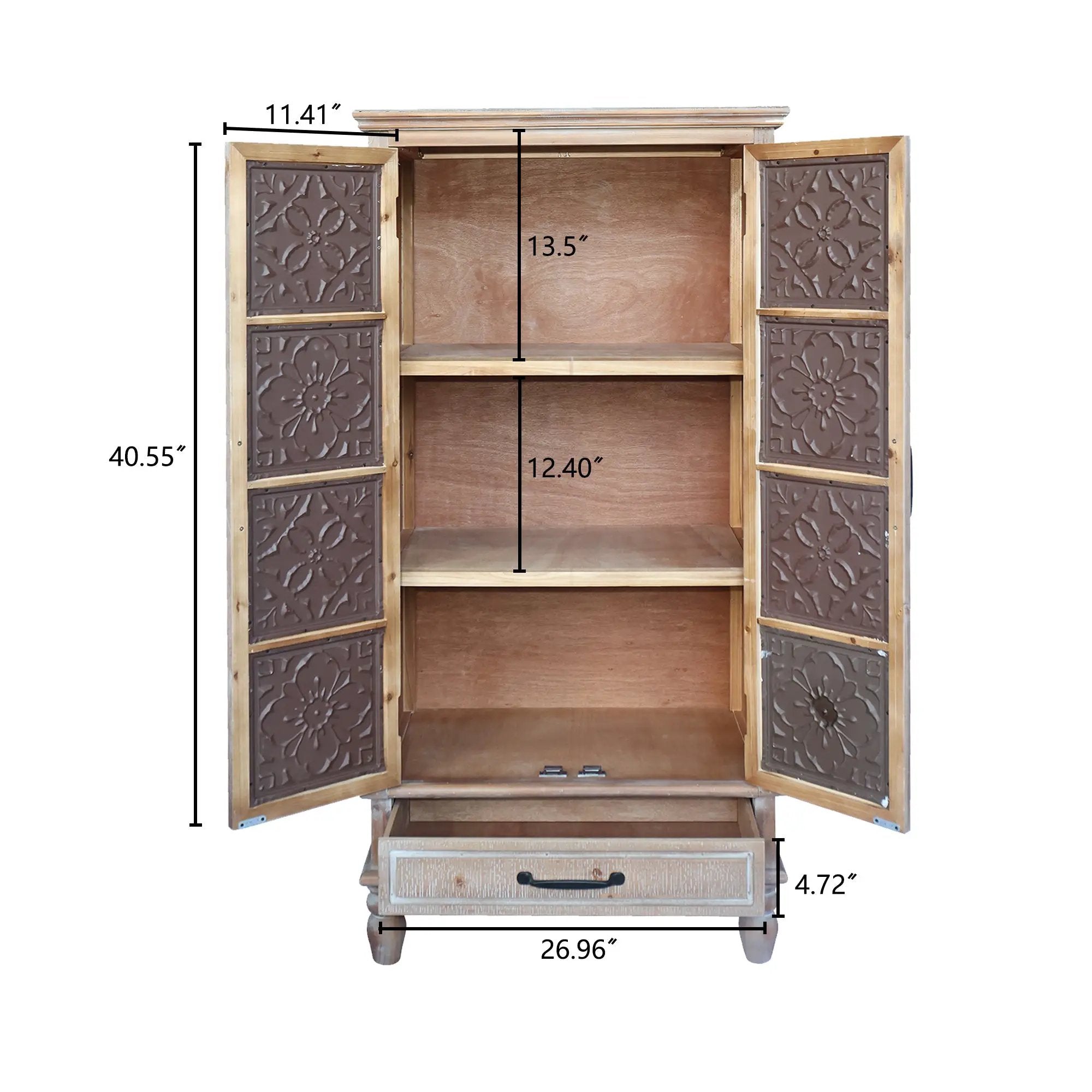 55.12'' Tall Tower Storage Cabinet - Rustic Wood Sideboard by HouseOfZazla