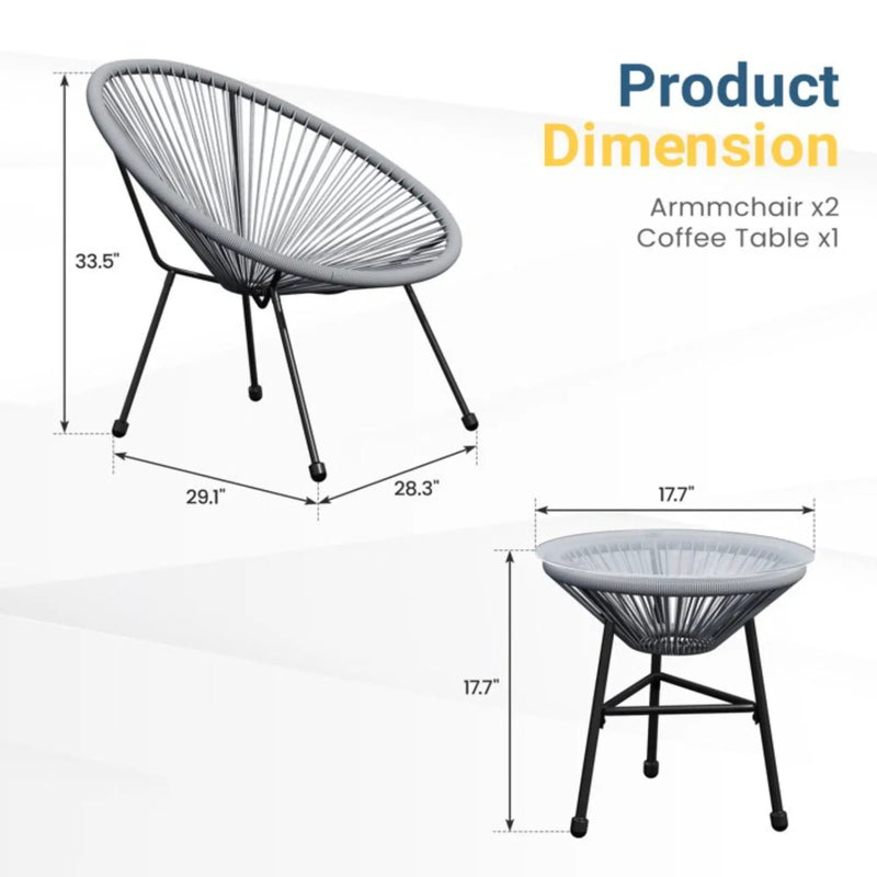 Acapulco Style 3 Piece Patio Bistro Set With Chairs by HouseOfZazla