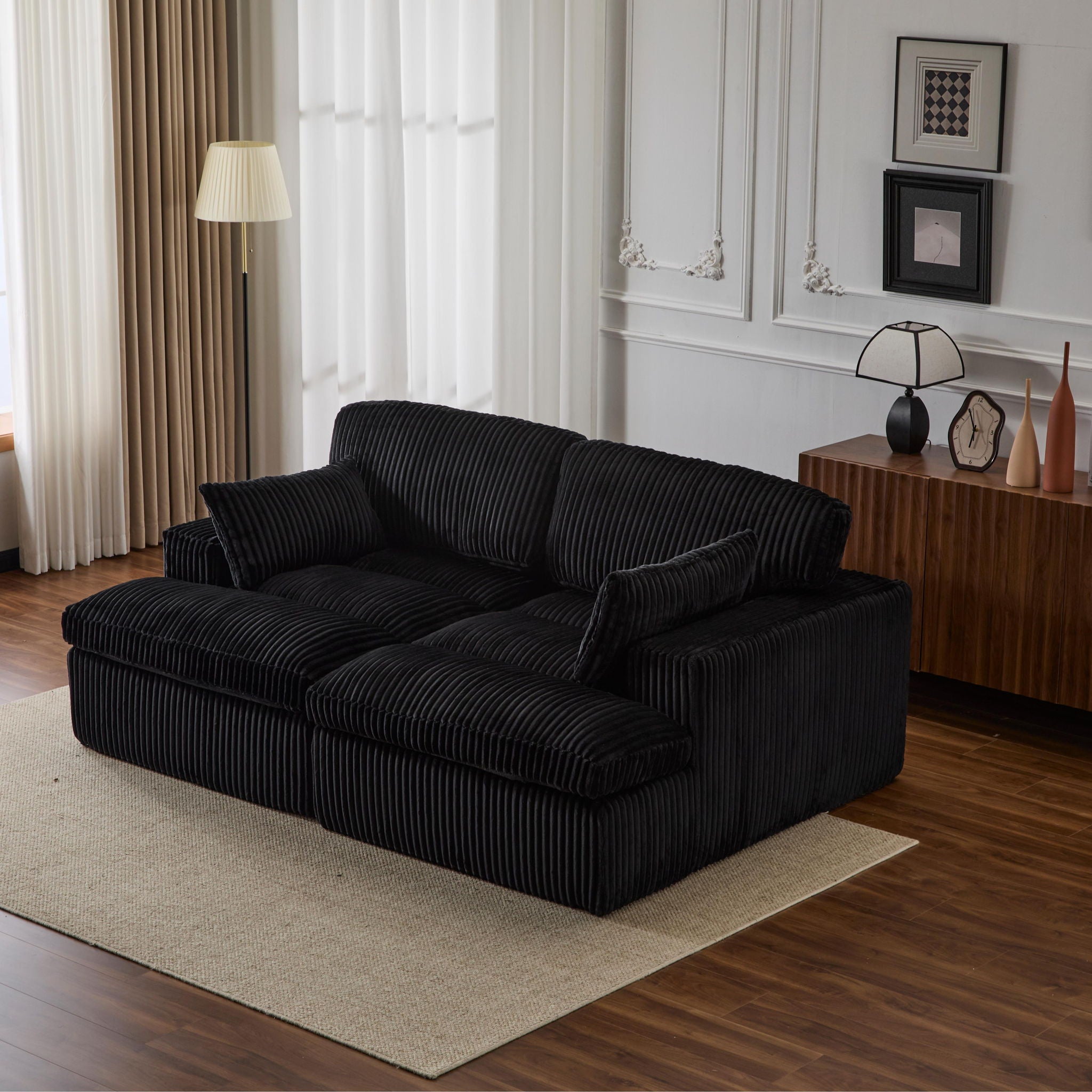 Double Chaise Lounge Chair, Oversized Upholstered Sleeper Cloud Couch
