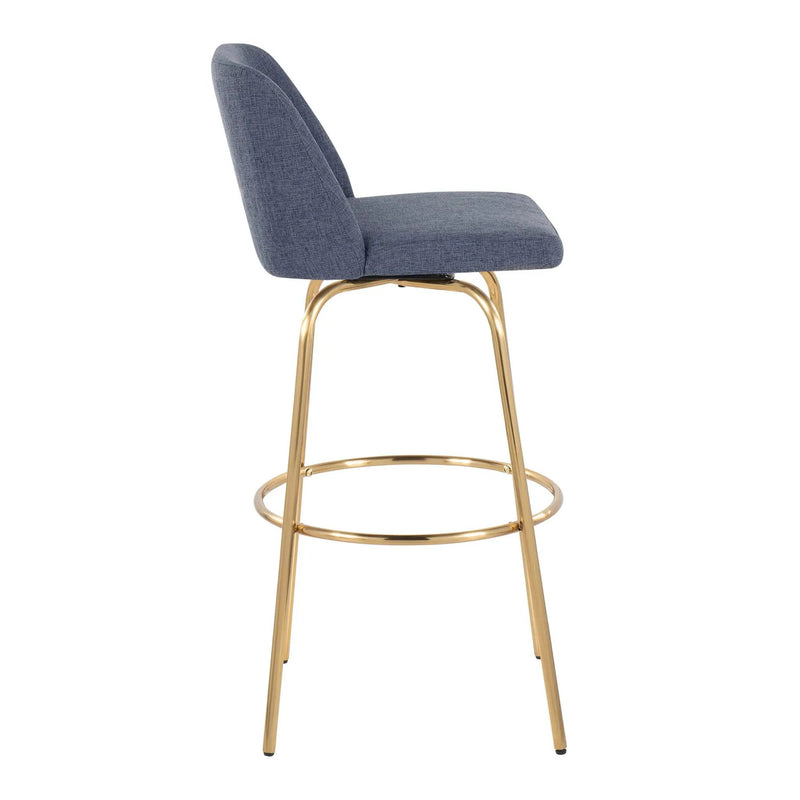 Toriano - Contemporary Fixed Height Barstool With Swivel With Round Footrest (Set of 2) by HouseOfZazla