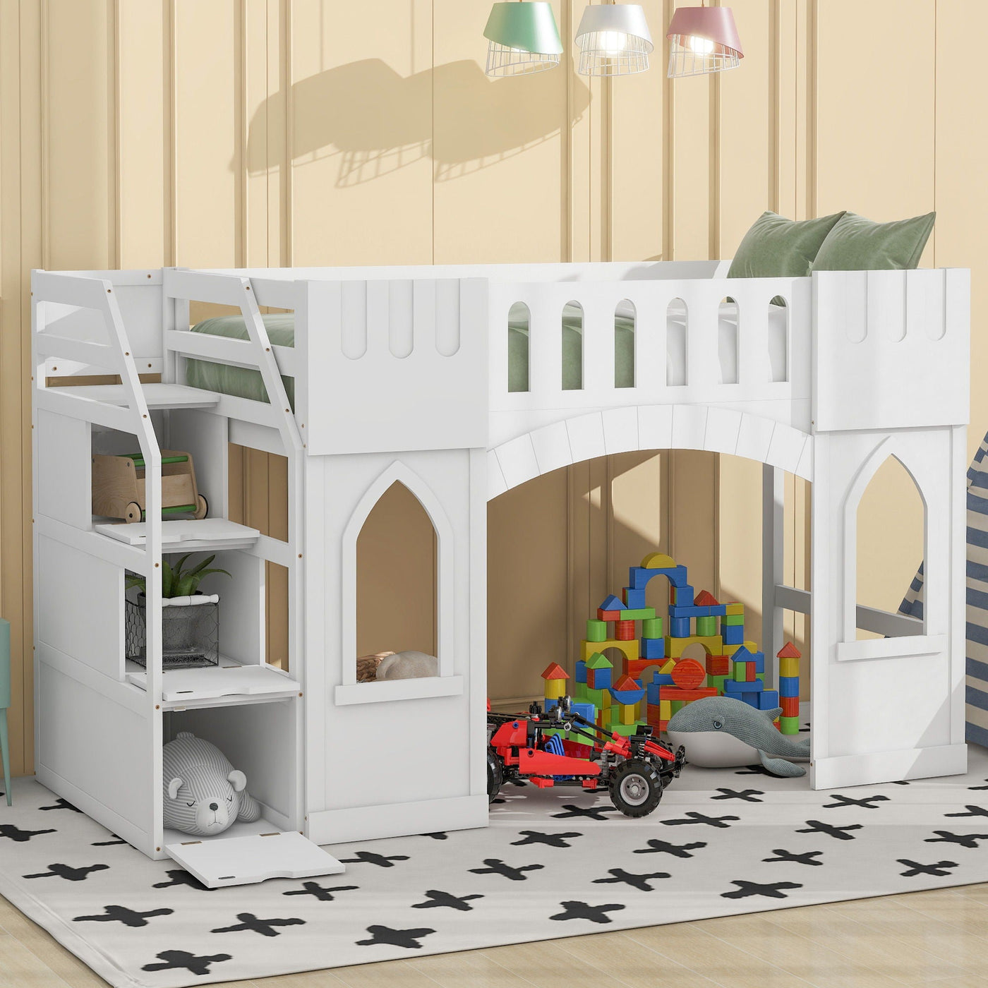 Loft Bed With Storage Staircase And Windows by HouseOfZazla